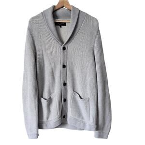 Rag & Bone Men's Shawl Collar cardigan size Large Gray Heavy Knit Sweater $350